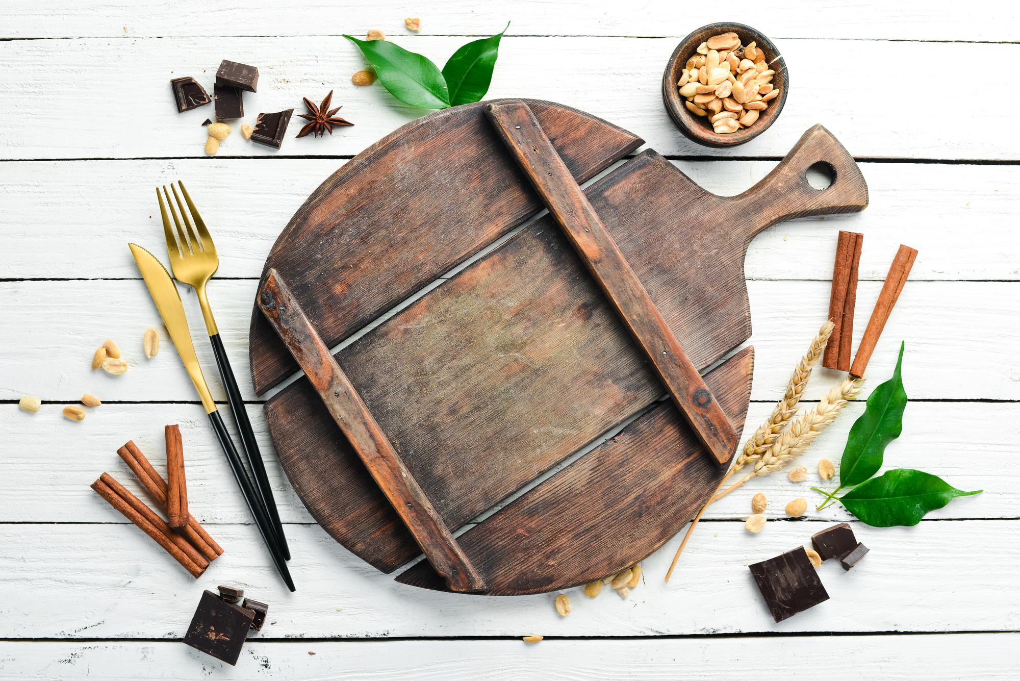 Artisanal prepared dish on wooden board